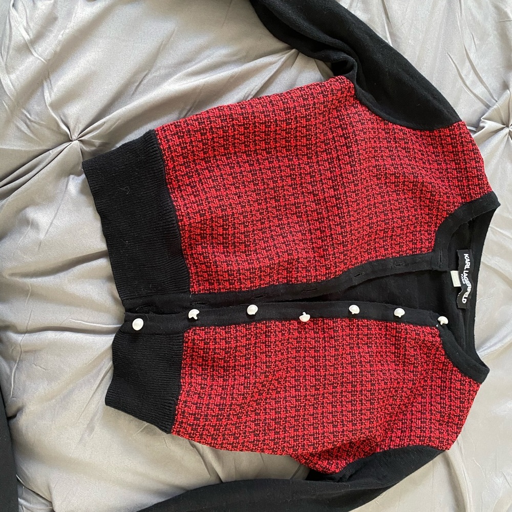 Karl Lagerfeld Paris Red Cardigan Sweater